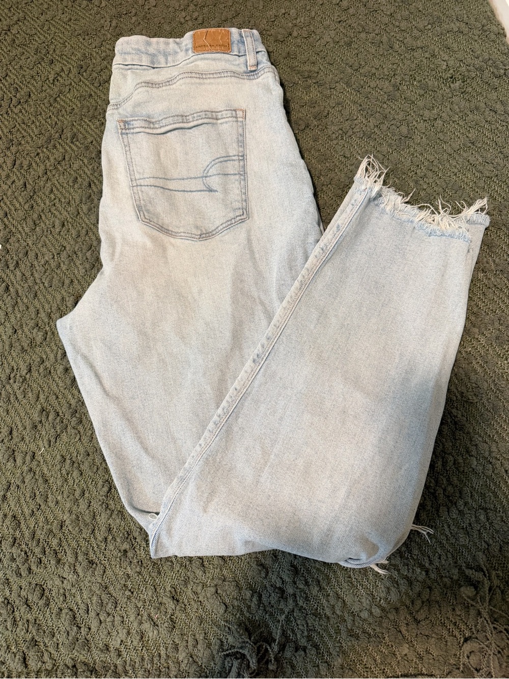 Light Wash Frayed Hem Women’s Extra Long Jeans